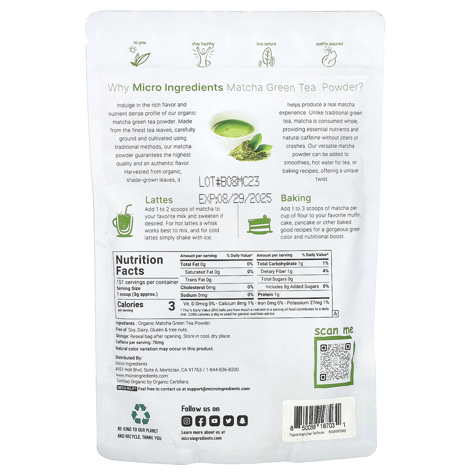 Organic Matcha Green Tea, 1 lb (454 g) - Picture 2 of 2
