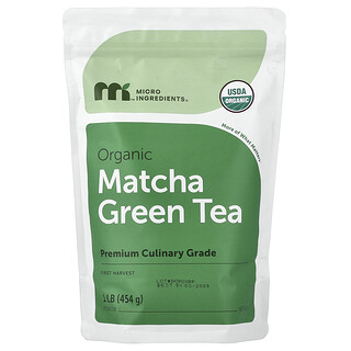 Micro Ingredients, Té verde matcha orgánico en polvo, 454 g (1 lb)
