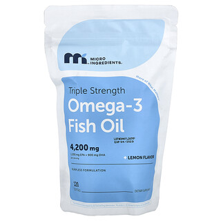 Micro Ingredients, Omega-3 鱼油，三倍功效，柠檬味，4,200 毫克，120 粒软胶囊（每粒软胶囊 1400 毫克）