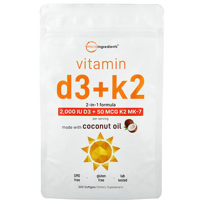 Photos - Vitamins & Minerals Micro Ingredients, Vitamin D3 + K2, 300 Softgels MII-16729 