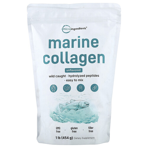 Micro Ingredients Marine Collagen, Unflavored, 1 lb (454 g)