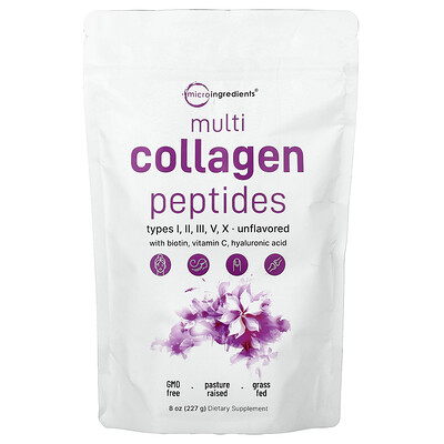 Micro Ingredients, Péptidos de colágeno múltiple, Sin sabor, 227 g (8 oz)