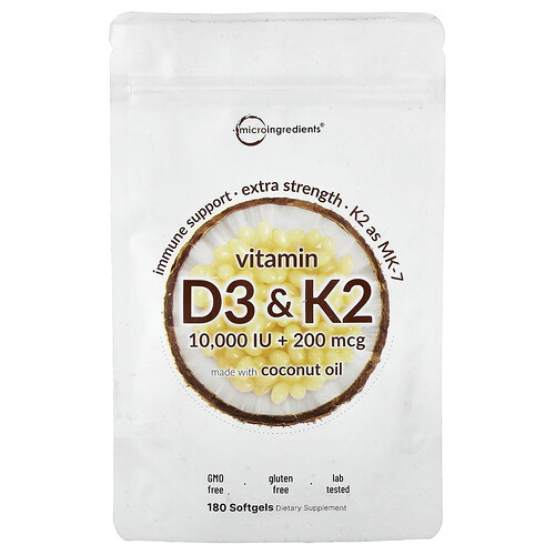 Micro Ingredients Vitamin D3 & K2, 180 Softgels