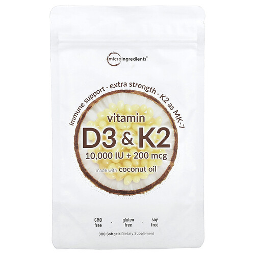 Micro Ingredients Vitamin D3 & K2, 300 Softgels