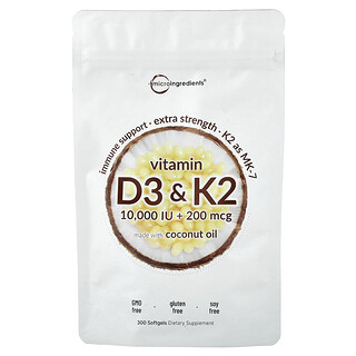 Micro Ingredients, Vitamin D3 & K2, 300 Softgels