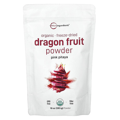 Micro Ingredients Organic Dragon Fruit Powder, Freeze-Dried, 10 oz (283 g)