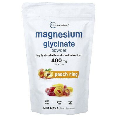 Photos - Vitamins & Minerals Micro Ingredients, Magnesium Glycinate Powder, Peach Rings, 12 oz  MII-16774 (340 g)