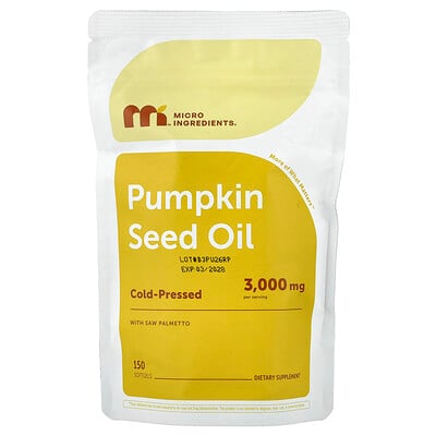 Micro Ingredients, Aceite de semilla de calabaza con palma enana americana, 150 cápsulas blandas
