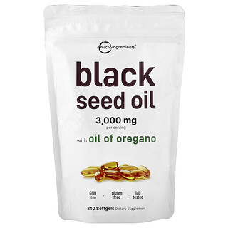 Micro Ingredients, Aceite de semilla de comino negro con aceite de orégano, 240 cápsulas blandas