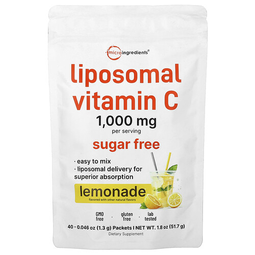 Micro Ingredients Liposomal Vitamin C, Lemonade, 40 Packets, 0.046 oz (1.3 g) Each