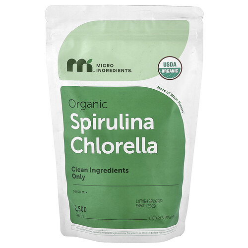 Micro Ingredients Organic Spirulina Chlorella, 2,500 Tablets