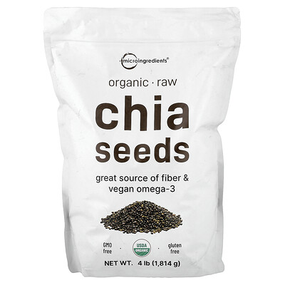 Micro Ingredients, Semillas de chía orgánica, Crudas, 1814 g (4 lb)