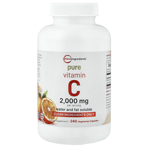 Micro Ingredients Pure Vitamin C, 240 Vegetarian Capsules (666.66 mg per Capsule)