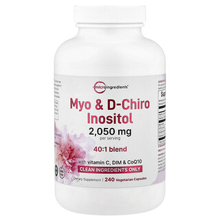 Micro Ingredients, Myo-肌醇和 D-手性肌醇，240 粒素食胶囊