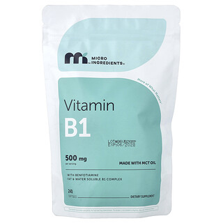 Micro Ingredients, витамин B1 с бенфотиамином, 240 капсул
