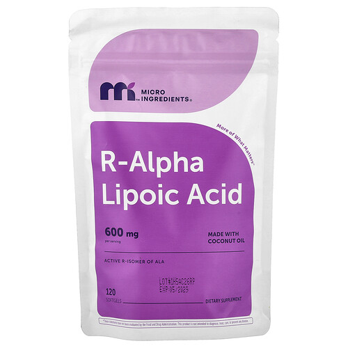 Micro Ingredients R-Alpha Lipoic Acid, 120 Softgels (200 mg per Softgel)