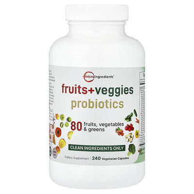 Micro Ingredients, Frutas y vegetales, Probióticos, 240 cápsulas vegetales