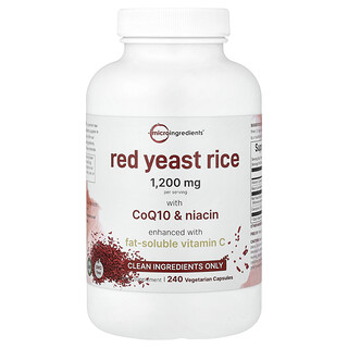 Micro Ingredients, Κόκκινο ρύζι με μαγιά με CoQ10 και νιασίνη, 240 χορτοφαγικές κάψουλες
