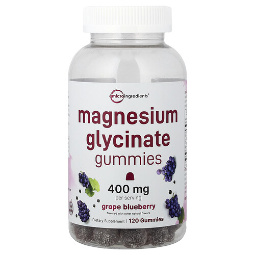 Micro Ingredients Magnesium Glycinate Gummies, Grape Blueberry, 120 Gummies (200 mg per Gummy)