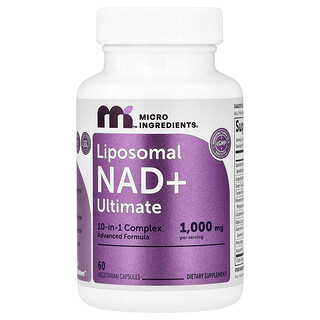 Micro Ingredients, NAD liposomal y más, Ultimate, 60 cápsulas vegetales
