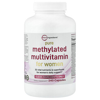 Micro Ingredients, Suplemento multivitamínico metilado puro para mujeres, 240 cápsulas
