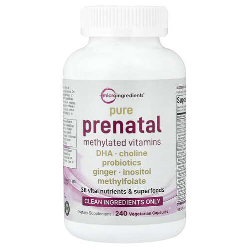 Micro Ingredients, Pure Prenatal Methylated Vitamins, reine pränatale methylierte Vitamine, 240 pflanzliche Kapseln