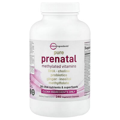 Product Image for Micro Ingredients, Pure Prenatal Methylated Vitamins, 240 Vegetarian Capsules