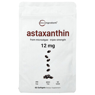 Micro Ingredients, Astaxanthin, 12 mg, 60 Softgels