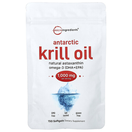 Micro Ingredients Antarctic Krill Oil, 150 Softgels (500 mg per Softgel)