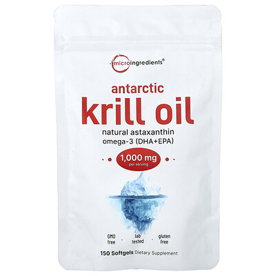 Micro Ingredients, Aceite de kril antártico, 150 mg, 500 cápsulas blandas (500 mg por cápsula blanda)
