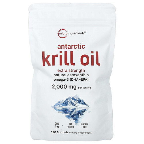 Micro Ingredients Antarctic Krill Oil, 120 Softgels (1,000 mg per Softgel)