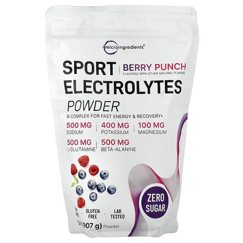 Micro Ingredients Sport Electrolytes Powder, Berry Punch, 2 lbs (907 g)