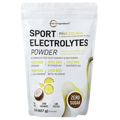 Product Image for Micro Ingredients, Sport Electrolytes Powder, Pina Colada, 2 lbs (907 g)