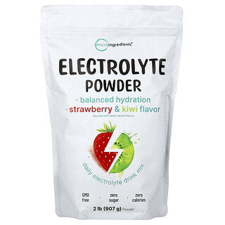 Micro Ingredients, Electrolyte Powder, Elektrolytpulver, Erdbeere und Kiwi, 907 g (2 lb.)