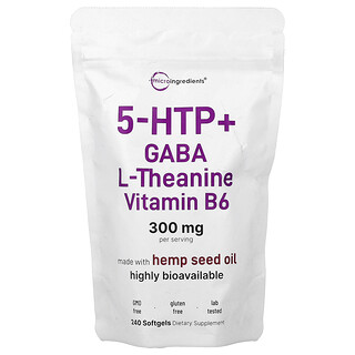 Micro Ingredients, 5 HTP + Gaba, L-teanină, vitamina B6, 240 de capsule moi