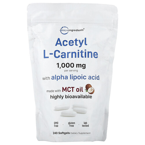 Micro Ingredients, Acetyl-L-Carnitin, 240 Weichkapseln