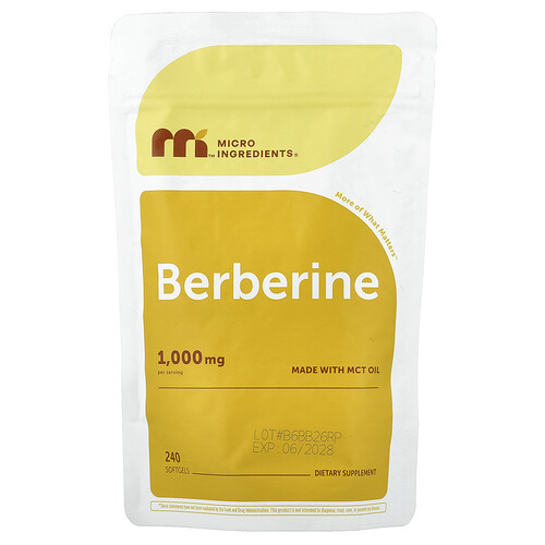 Micro Ingredients Berberine, 240 Softgels (250 mg per Softgel)