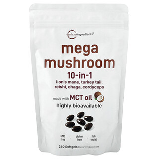 Micro Ingredients, Mega Mushroom, 10 em 1, 240 Cápsulas Softgel