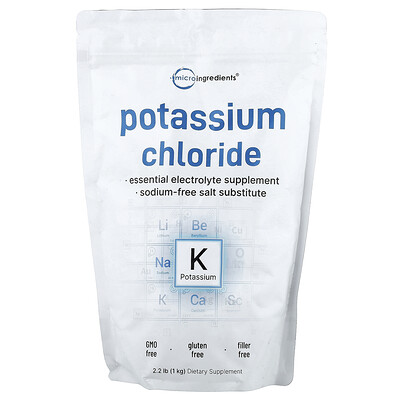 Micro Ingredients, Cloruro de potasio, 1 kg (2,2 lb)
