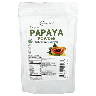 Micro Ingredients, Papaya orgánica en polvo, 227 g (8 oz)