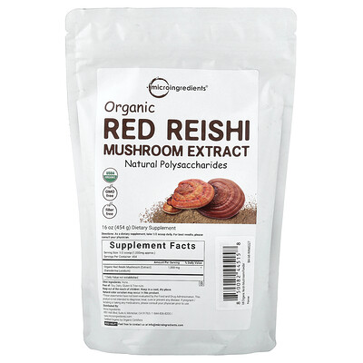 Micro Ingredients, Extracto de hongo reishi rojo orgánico, 454 g (16 oz)