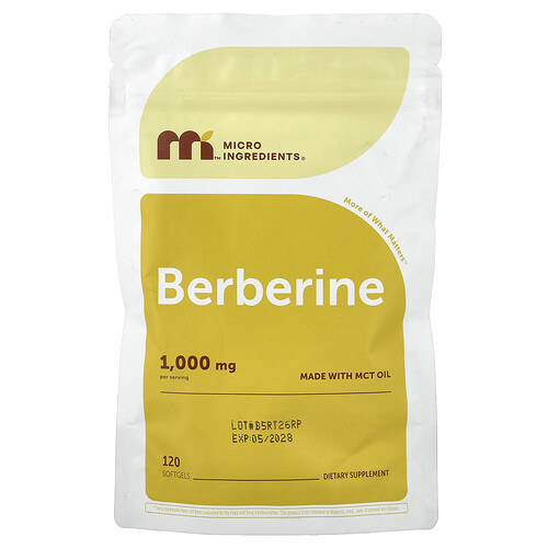 Micro Ingredients, Berberin, 120 Weichkapseln (250 mg pro Kapsel)