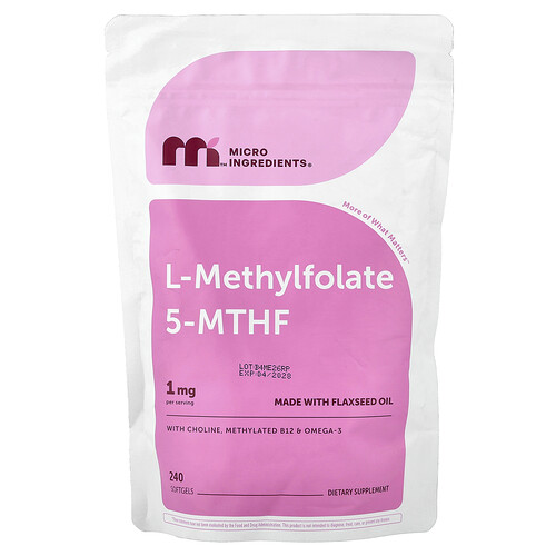 Micro Ingredients, L-Methylfolat 5-MTHF, 240 Weichkapseln
