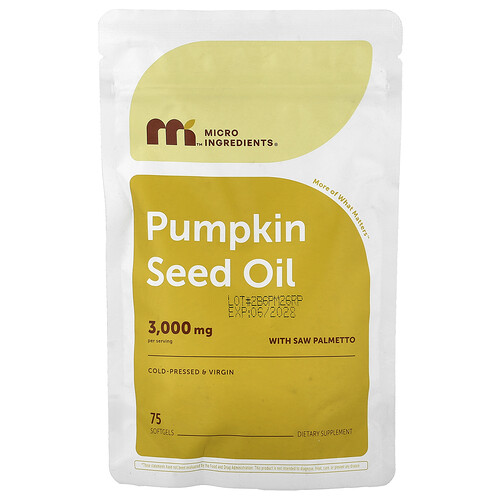 Micro Ingredients, Kürbiskernöl mit Sägepalme, 75 Weichkapseln