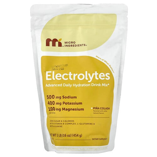 Micro Ingredients, Elektrolytpulver, Pina Colada, 454 g (1 lb)