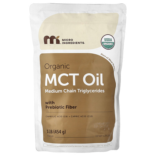 Micro Ingredients, Organic MCT Oil Powder with Prebiotic Fiber, 1 lb (454 g)