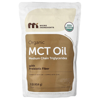 Micro Ingredients, Aceite de MCT orgánico en polvo con fibra prebiótica, 454 g (1 lb)