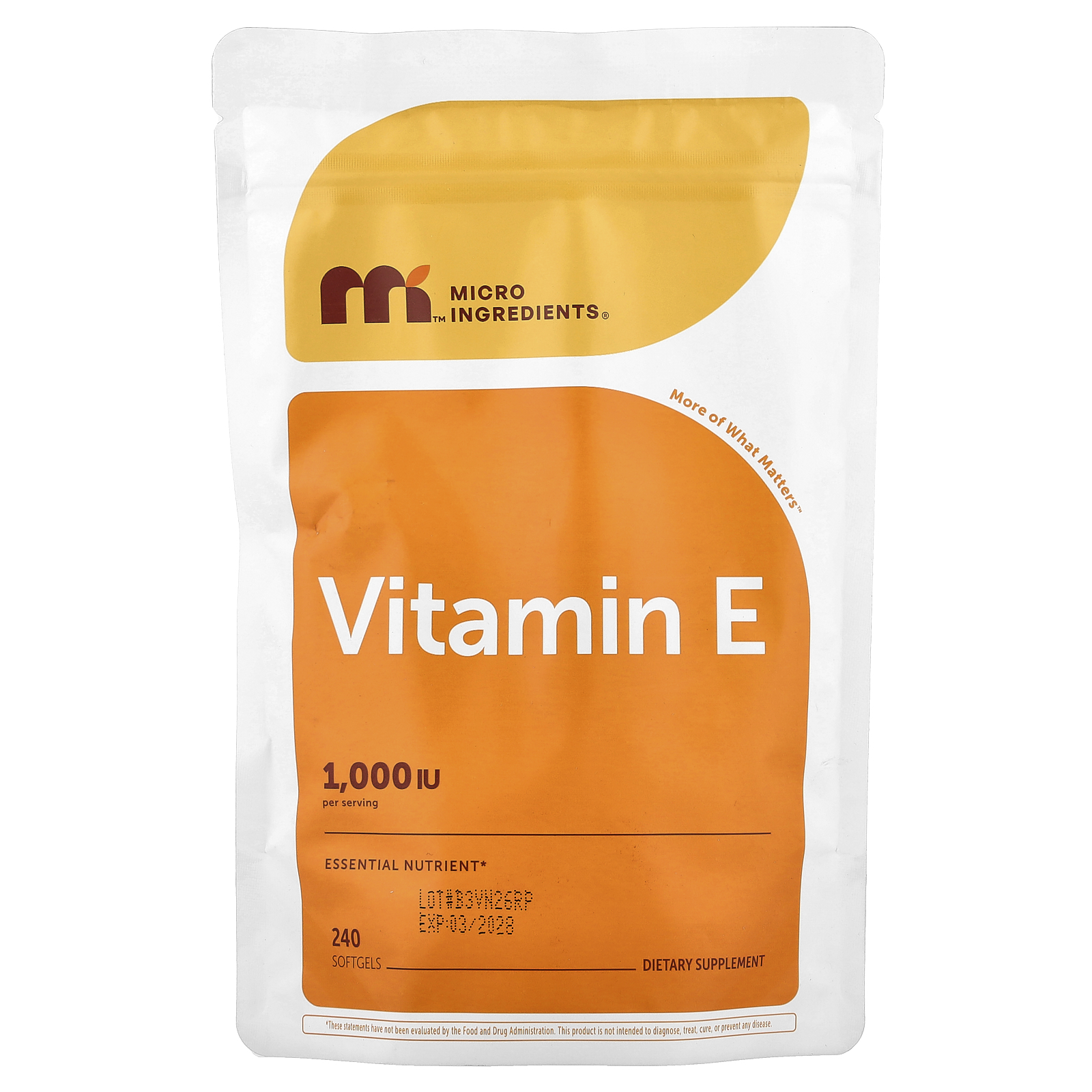 Micro Ingredients (마이크로 인그리디언츠), 비타민E, 소프트젤 240정(소프트젤 1정당 500IU)