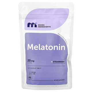 Micro Ingredients, Melatonin, Strawberry, 20 mg, 400 Tablets