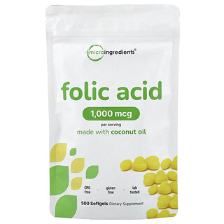 Micro Ingredients, Folic Acid, 1,000 mcg, 500 Softgels